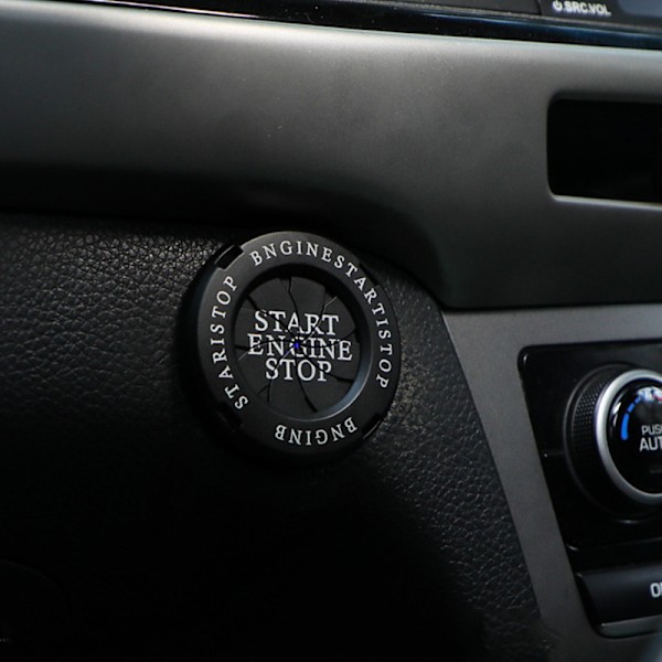Motor Start Stop-Knap Dæksel Beskyttende Anti-Ridse Spin Design Universal En Nøgle Start Knap Trim Sort