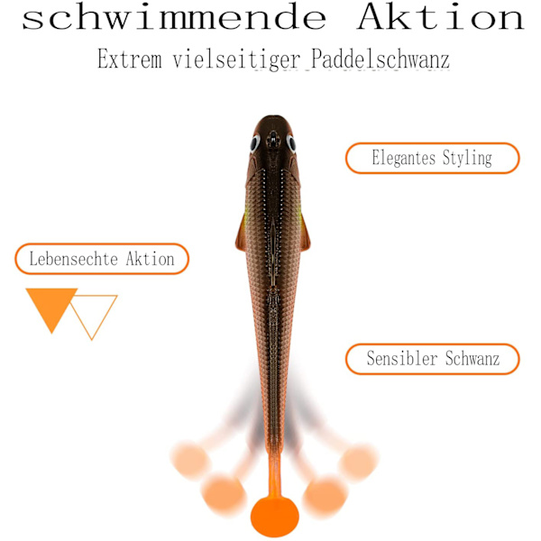 TRUSCEND Fiskelokk Gummi Fisk Kunstig Agn Gummi Agn Sett Fiske Fiske Ørret Zander og Abbor Agn Jig Hoder, BKK/VMC kroker, japansk