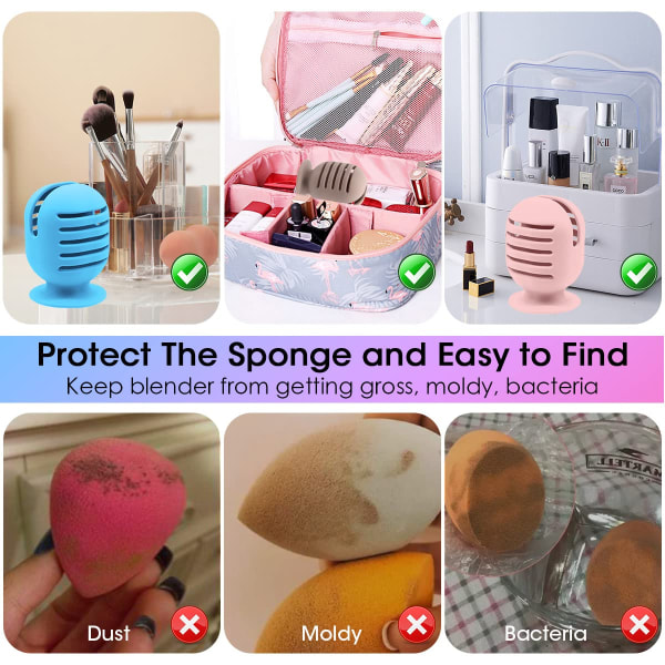 3 Pack Makeup Svampholder, Silikon Beauty Blender Holder Case