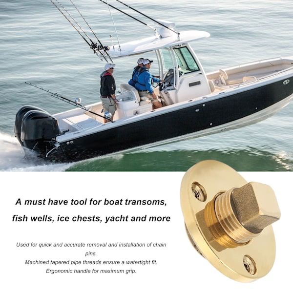 Marindräneringsstoppkit 25mm/1 tum monteringshål Brons Spegelpolerat för Fiskkummar Islådor Yacht