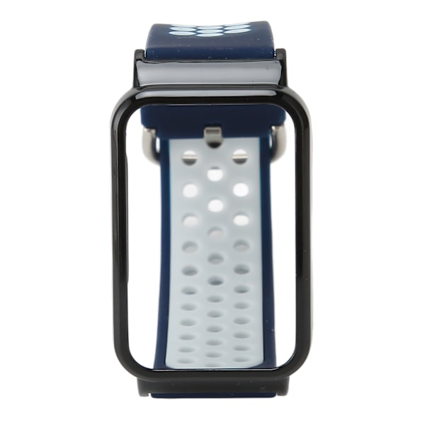 Andningsbar Silikonarmband med Skyddande Bumperfodral Tillbehör Passar för Mi Band 7 Pro Mörkblå Vit och Svart Fodral