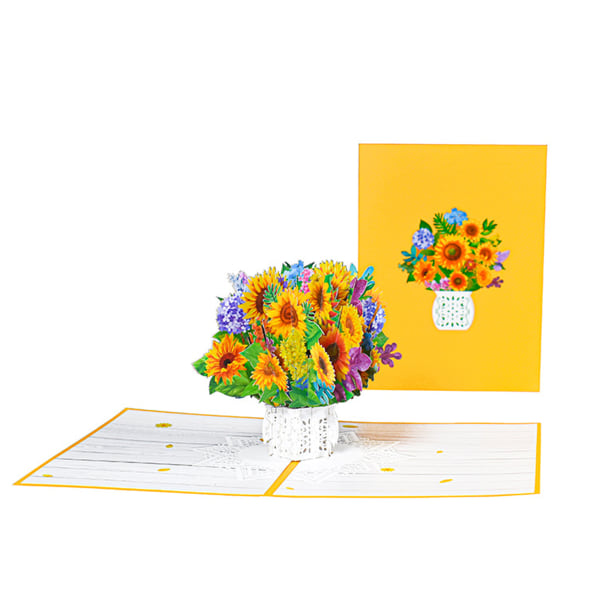 Kukkakimppu Pop Up -onnittelukortit Äitienpäivän syntymäpäiväkortti