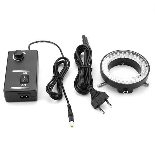 3,5W Mikroskopkamera 60LED Lyskilde Lysstyrke Justerbar Ringlampe 100‑240V EU-kontakt