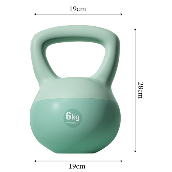 Myk Kettlebell for Kvinners Squat Treningsprogramvare 5kg Pot Dumbbell Hip Strength Training Sand Kettlebell Fitness Turquoise 6kg