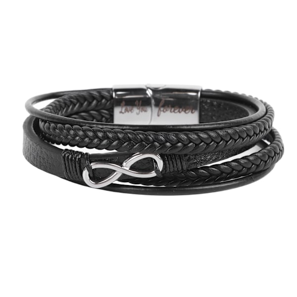 8 Karaktärs Armband Läder Rostfritt Stål Justerbart Snyggt Armband för Män Present