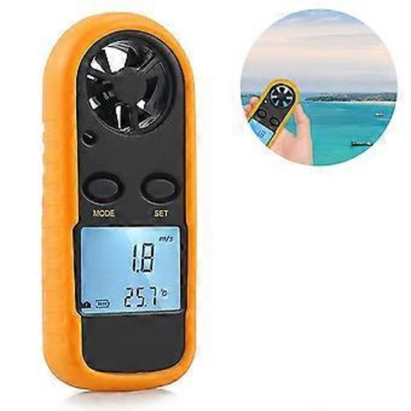 GM816 Digital Anemometer Vindhastighedsmåler LCD Håndholdt Luftstrøms Vindmåler Termometer