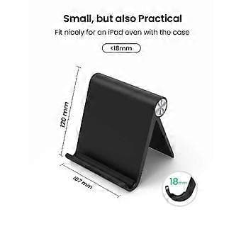 Tablet- og telefonholder til skrivebord, justerbar og sammenklappelig dock