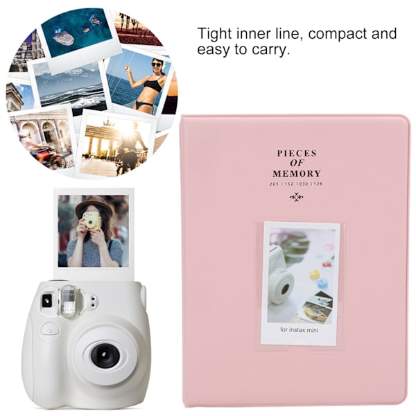 3-i-1 128 Lommer Universal Fotoalbum PVC Visittkortholder for Polaroid MiniPink