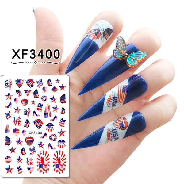 4. juli Nail Art Stickers, selvklebende flagg Nail Art