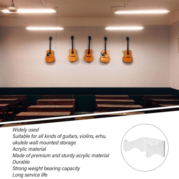 Gitarr Display Hållare Klar Akryl Gitarrställ Robust Akrylkonstruktion Inomhus Gitarrdisplay Fint Utförande Gitarr Väggfäste Med Skruvar