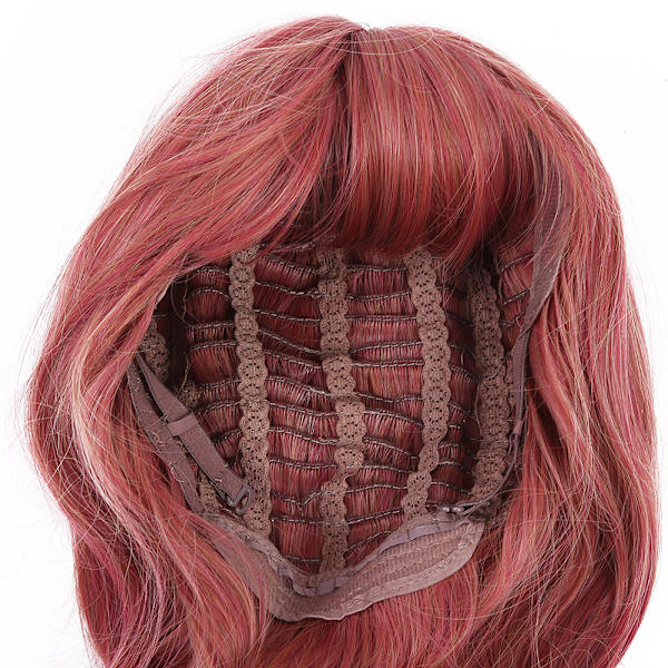 Röd Lång Lockig Peruk Justerbar Högtemperaturfiber Peruk Syntetisk Kvinna Cosplay Peruk LC248