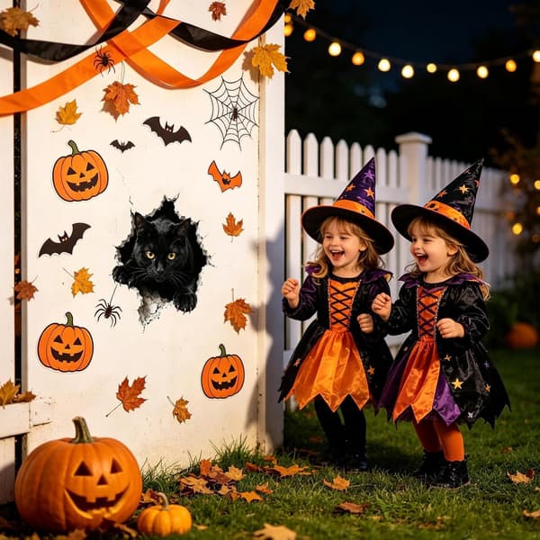 Halloween Spooky-Themed Wall Decals for Home Decor, Halloween 3D Wall Decals - C