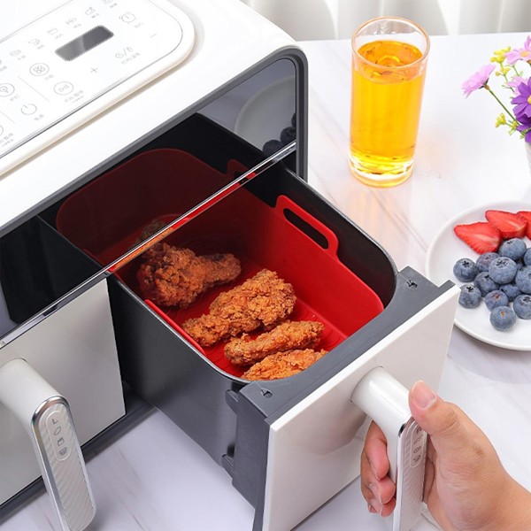 Airfryer silikonform Airfryer silikonbeholder rektangulær Airfryer silikonbrett red small size