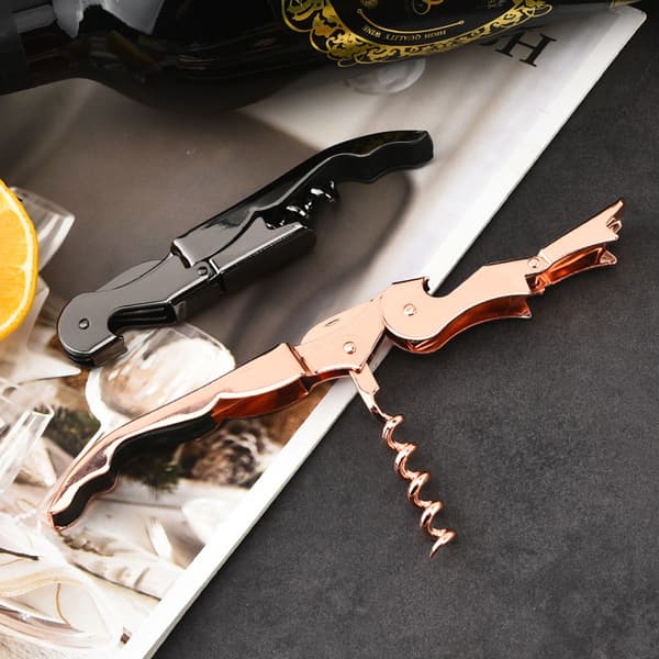 Professionel Sommelierkniv, Rustfrit Stål Kraftig Vinnøgle, Kompakt Mat Sort Åbner Med Integrerede Vin- & Ølværktøjer, Elegant Og