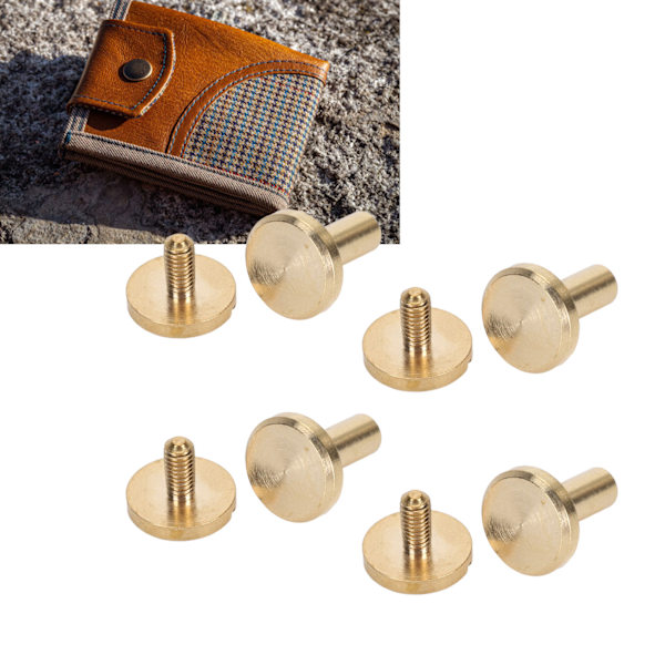 50 Set Bindande Nitar Runda Platt Huvud Mässing Spårskruv Nitar för Bälten Väskor Plånböcker Skor Jackor Läder Tyg 10x8mm / 0.39x0.31in