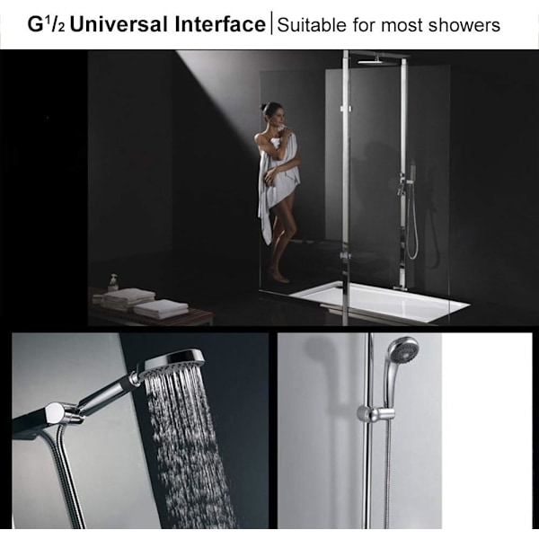 Temperaturbeständig Duschslang, Högkvalitativ PVC med A-klassig Smidd Mässingskoppling för Multifunktionell Användning, Elegant Kromfinish (2M)