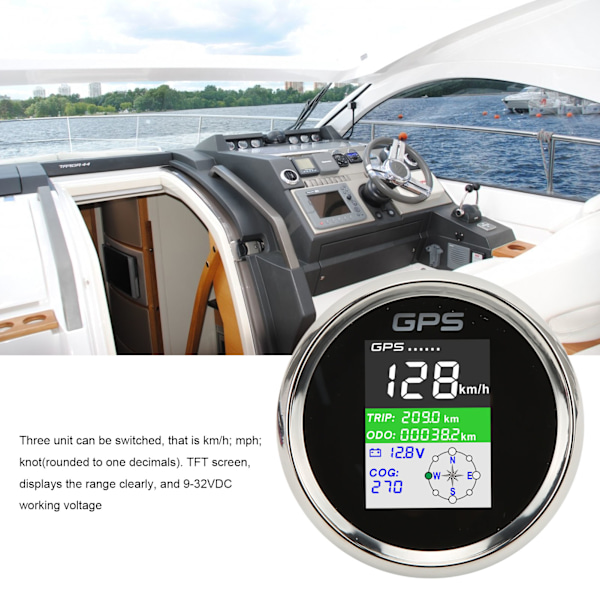 85mm GPS Speedometer Km/h Knot MPH DC9‑32V TFT Skærm IP67 Vandafvisende Hastighedsmåler Universal til Biler Motorcykler Både Sort Skive Sølv Dæksel