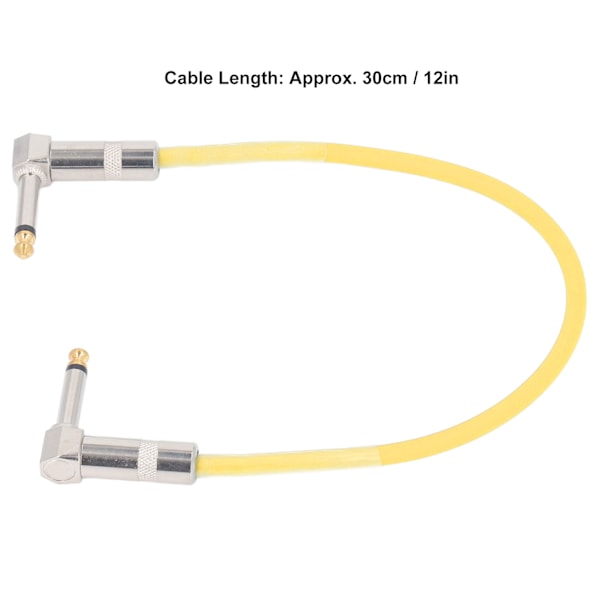 2 st 30 cm Gitarr Jumper 1/4 tums kontakt Gitarr Effektpedal Kabel Ren Koppar Musikinstrumentkablar Gul