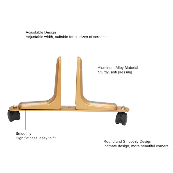 2-pack Rumsavdelare Skärmhållare Breddjusterbar Flyttbar Aluminiumlegering Skärmvägg Fotstöd med Hjul Guld
