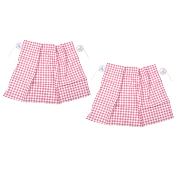2 st Grid Design Anti Ultraviolet Bilgardin Sida Bilfönster Solskydd med Sugkopp Rosa Rutig