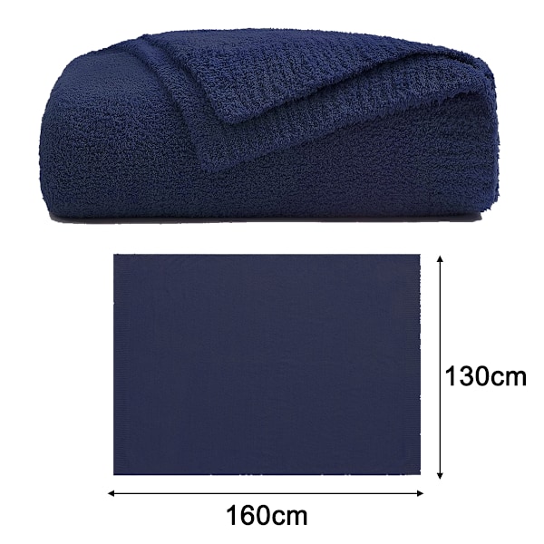 Neulotu Neulepeitto Aikuisten, Pehmeä ja Lämmin Hengittävä Pehmeä Syksyinen Peitto Sovalle, Sovalle, Sängylle, Kääntyvä Mukava ja Karvainen Neulepeitto Dark blue