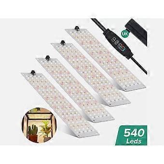 540 LED Vækstlys Fuld Spektrum Indendørs Plantevækstlampe 4 Panel Dæmpbar Timer