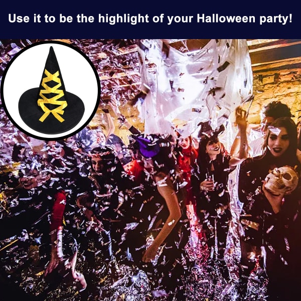 2 kpl Halloween-noidan hattu kulta sametti nauha noidan hattu aikuisten prom