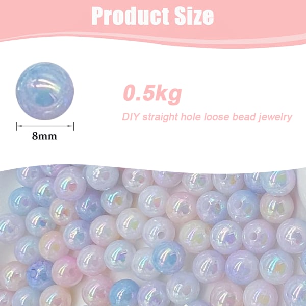 Gradient Imitation Pearl Beads Gemstone runde perler til smykker