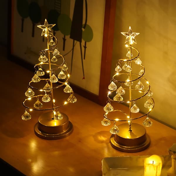 Juletrelampe, Krystallspiraljuletre med glitrende stjerne, for julebordsdekorasjon