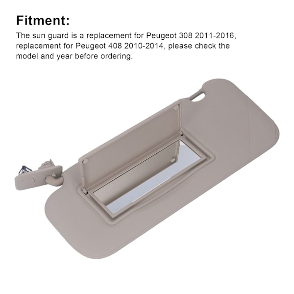 Bilsolskærm Grå Indvendig Solskærm Frontskærm UV-Beskyttelse Udskiftning til Peugeot 308 2011‑2016 Venstre 8163EG