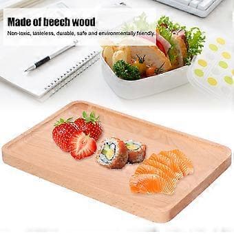 Fruktskåler Serveringsbrett i bøketre Rektangulær dekorativ desserttallerken Kjøkkenutstyr 30x20x2cm