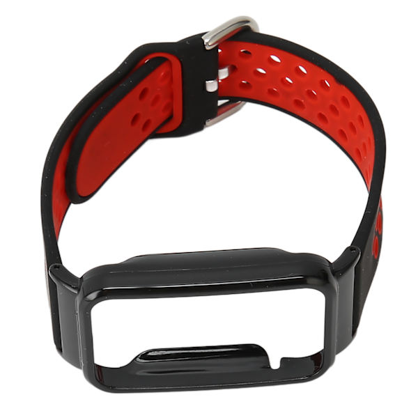 Hengittävä silikoninen ranneke Mi Band 7 Pro:lle, suojakotelolla - Musta punainen ja musta kotelo