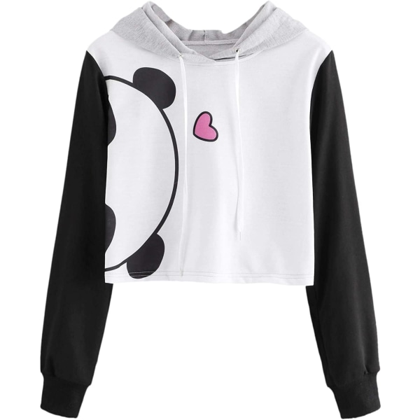 Søt Panda Print Sweatshirts Dame hettegenser Langermet