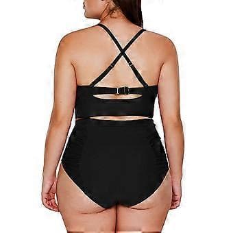 Dame Plus Size Stroppy Højtaljet Bikini Badedragt