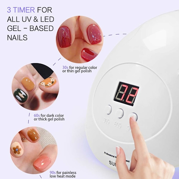 UV LED-nagellampa Professionell nageltork X7 för gelpolish Led-lampa för gelnaglar 3 timers vit (vit)