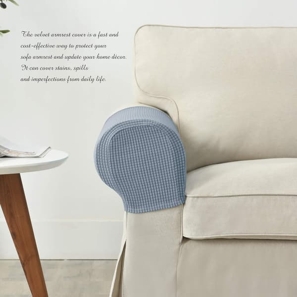 Set med 2 Jacquard Stretch Soffa Fåtölj Armstödsskydd Halkfria Möbelskydd Armstöd Överdrag för Soffa Vilstol