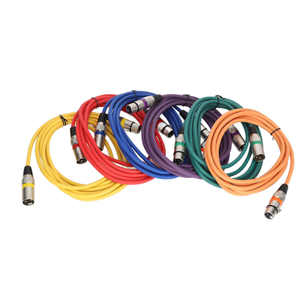 6 st XLR Hane till Hona Kabel 3m Dubbla Lager Skärmning Stark Anti-Interferens XLR Mikrofonkabel