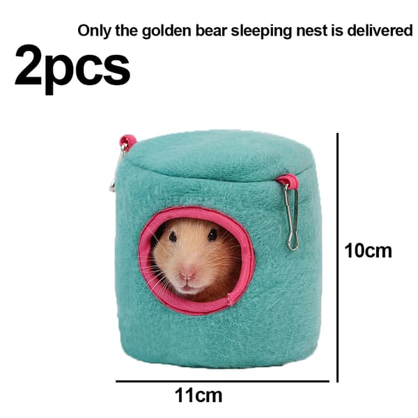 2 stk. Mini Hamster Seng Gemmesteder og Huse, Bomuld Mini Dyr Kæledyrsrede Hule blue M