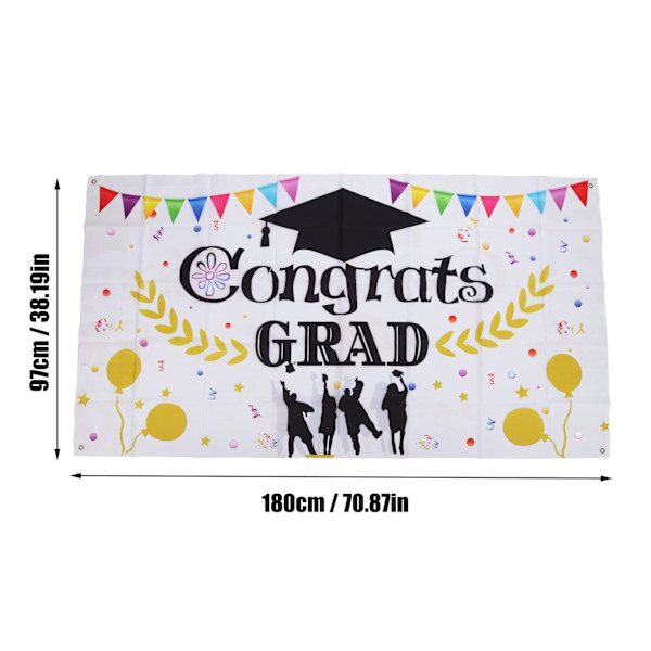 Graduation-banneri, noin 71x38 tuumaa, kestävä polyesterikankaasta, haalistumaton väri, 4 silmukkaa, Onnittelut valmistumisesta -banneri valmistujaisjuhliin 006