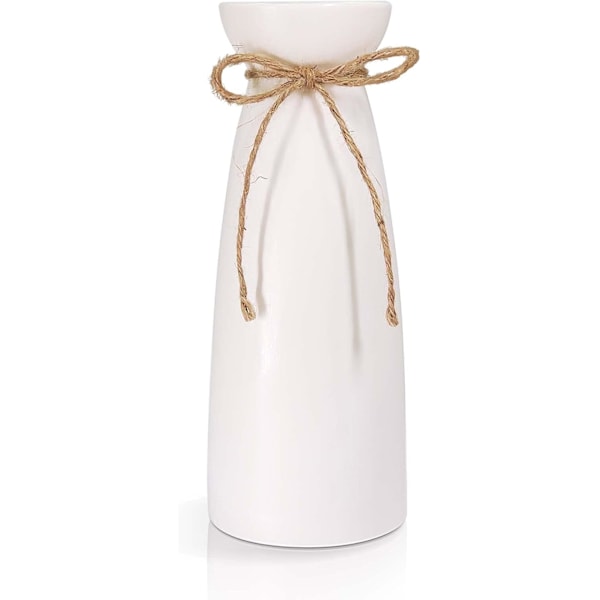 Elegant Minimalistisk Keramisk Vas, Högkvalitativt Porslin, Perfekt Mittpunkt för Bordsdekoration och Vardagsrum, Vit, 23cm