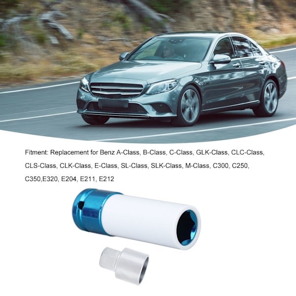 Hjul Lås Mutter Nyckel Anti-Stöld Hjul Lås Lug Mutter Nyckel Ersättning för Benz A‑Class B‑Class C‑Class E320 E204 E211 E212 Med Hylsa/Inuti