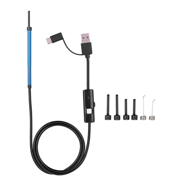 3-in-1 Korvanpuhdistus USB-endoskooppi HD-näytöllä, korvavahapoistaja, korvanpuhdistustyökalu, sininen
