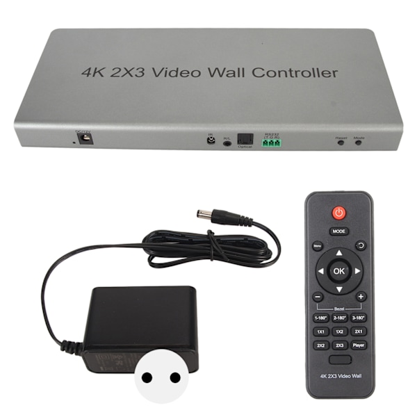 Videoväggkontroller 4K Multi Display Modes HD Multimedia Interface Splitter Processor med Fjärrkontroll 100‑240V EU-kontakt