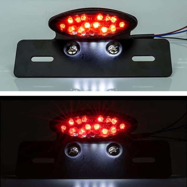 Motorcykel Baglygte Universal Retro LED Bremselys Nummerpladelys Indikatorlys (sort) smoked