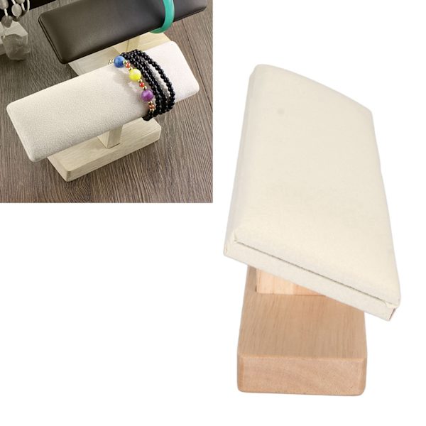 T-formad Armbandshållare med Beige Mjuk Sammet Skyddande Klockvisningsställ Smyckesvisningsställ för Hemorganisation