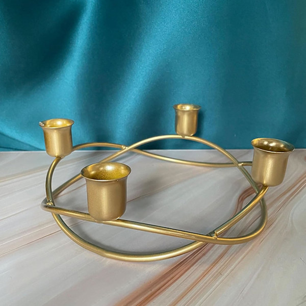Konisk Adventslys, Julelysring for Julefeiringer, Rustbestandig Jernkonstruksjon med Solid og Stabil Base, Elegant Gull