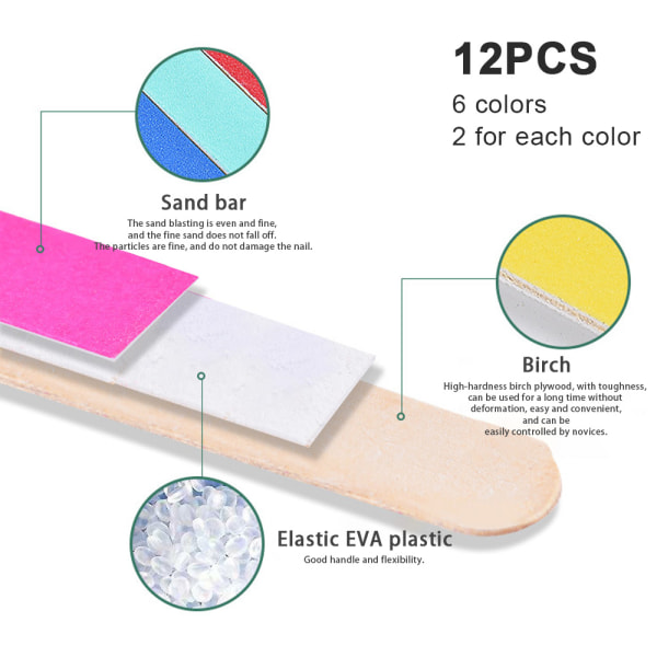 12pcs Mini Nail File Stylish Practical Fingernail File for