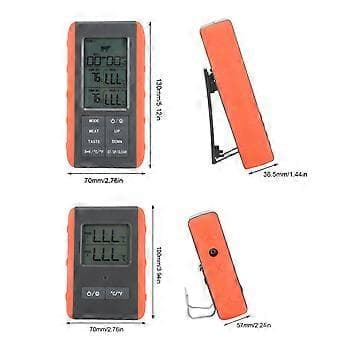 Kjøtttermometer med dobbel probe, digital skjerm, temperaturalarm, trådløst BBQ grilltermometer for matlaging