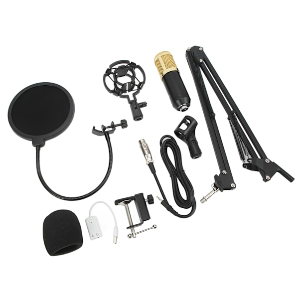 Kondensatormikrofon Ljudkort Set Professionell Studio Mikrofon Kit med Vikbart Armfäste för Inspelning Live Streaming