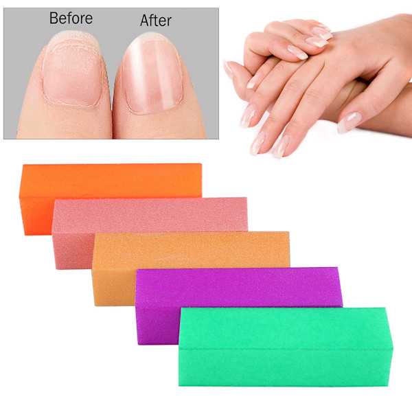 5 stk. Svamps Nail Art Buffer File Blokke Døde Hud Fjernere Slibning Negle Manicure Polish Værktøjer
